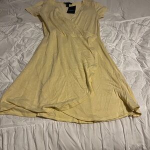 Forever 21 Yellow Flutter Sleeve Sundress